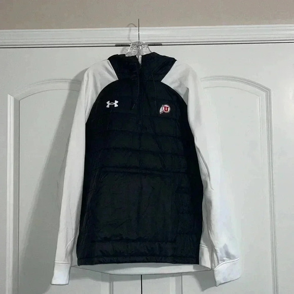 Men's Under Armour Utah Utes Hybrid Half-Zip Jacket - Black/White​​ - Picture 14 of 16